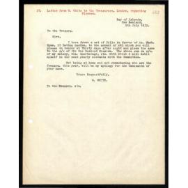 Letter to Secretaries from W. White