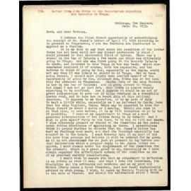 Letter to Secretaries from John Hobbs