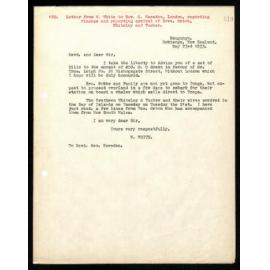 Letter to Rev. G. Marsden from W. White