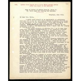 Letter to W. White from Joseph Orton