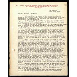Letter to Secretaries from John Whiteley