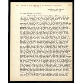 Letter to Secretaries from John Whiteley