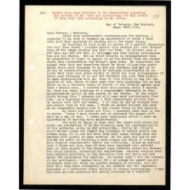 Letter to Secretaries from John Whiteley
