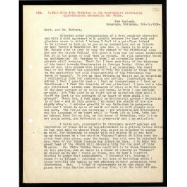 Letter to Secretaries from John Whiteley