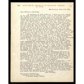 Letter to Secretaries from Mr. Whiteley