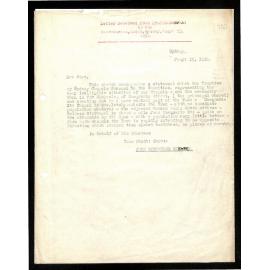 Letter to Secretaries from John Beveridge Steward