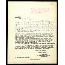 Letter recording dispute with Church Mission to Wesleyan Brethren from George Clarke