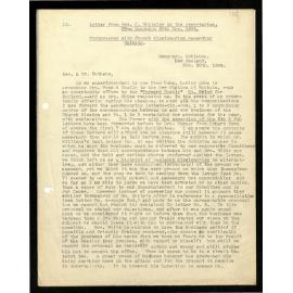 Letter to Secretaries from Rev. J. Whiteley