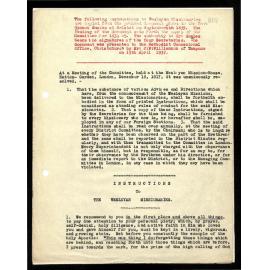 Instructions to Wesleyan Missionaries from Wesleyan Mission House