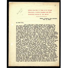 Letter to Mr. Briggs from Rev. W. Woon