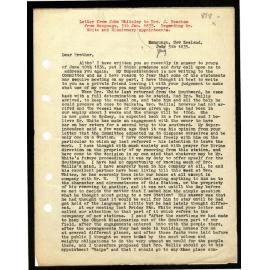 Letter to Rev. J. Beecham from J. Whiteley