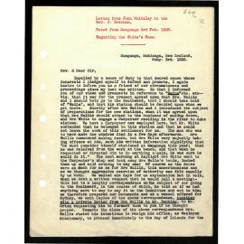 Letter to Rev. J. Beecham from John Whiteley