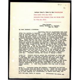 Letter and journal extracts to Secretaries from W. Woon
