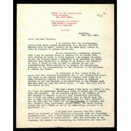 Letter to Secretaries from W. White