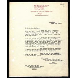 Letter to Secretaries from W. White