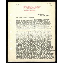 Letter to Secretaries (or Wesleyan Missionary Committee?) from Rev. J. Wallis