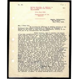 Letter to Rev. J. Beecham from Rev. J. Whitely (check if Whiteley)