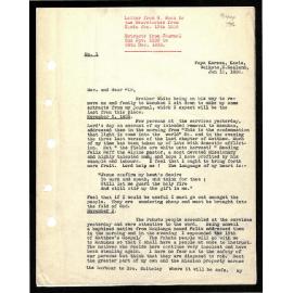 Letter and journal extracts to Secretaries from W. Woon