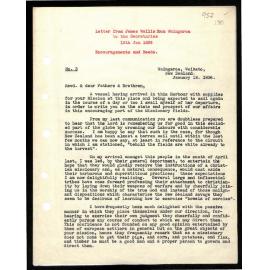 Letter to Secretaries from James Wallis