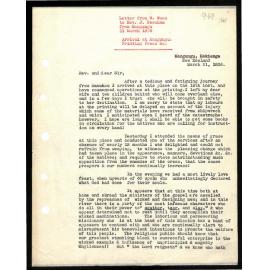 Letter to Rev. J. Beecham from W. Woon