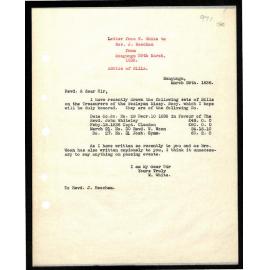Letter to Rev. J. Beecham from W. White