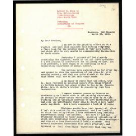 Letter to Bro Elijah Hoole from W. Woon
