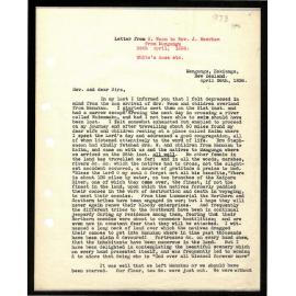 Letter to Rev. J. Beecham from W. Woon