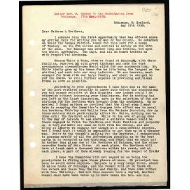 Letter to Secretaries from Rev. N. Turner