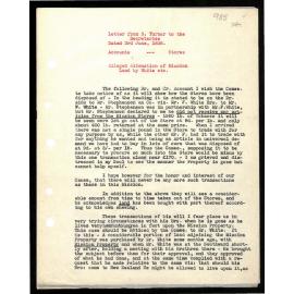 Letter and accounts to Secretaries from N. Turner