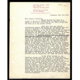 Letter to Secretaries from N. Turner