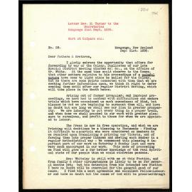 Letter to Secretaries from Rev. N. Turner