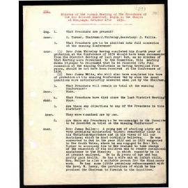 Minutes of annual meeting to Secretaries from N. Turner and J. Whiteley
