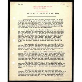 New Zealand Report of Society to Secretaries from N. Turner and J. Whiteley
