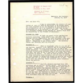 Journal to Secretaries from William Woon