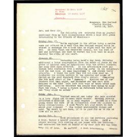 Journal to Secretaries from W. Woon