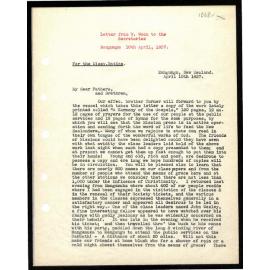 Letter to Secretaries from W. Woon