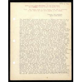 Letter to Secretaries from John Whiteley
