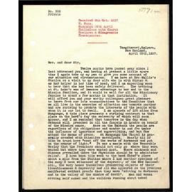 Letter to Secretaries from W. Woon