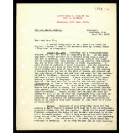 Letter to Rev. J. Beecham from W. Woon