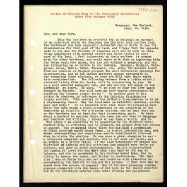 Letter to Secretaries from William Woon