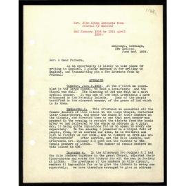 Journal extracts to Secretaries from Rev. John Hobbs