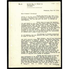 Letter to Secretaries from Rev. N. Turner