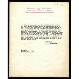 Testimonial to Rev. Gideon Smales from Robert Kirby