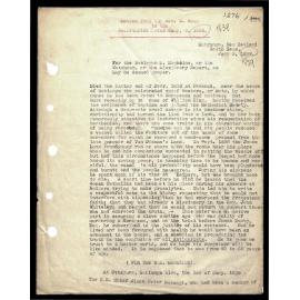 Letter to Secretaries from Rev. W. Woon