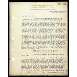 Letter to Secretaries from Rev. Woon