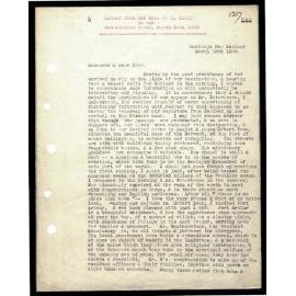 Letter to Secretaries from Rev. J. H. Bumby