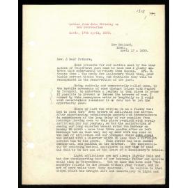 Letter to Secretaries from John Whiteley