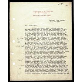 Letter to Secretaries from J. H. Bumby