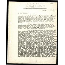 Letter to Rev. Elijah Hoole from Rev. Nathl Turner