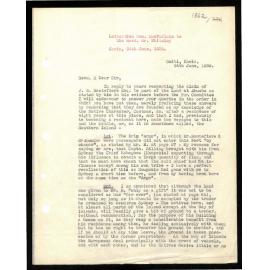 Letter to Rev. W. Whiteley from Geo MacFarlane